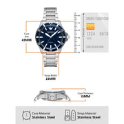  Shop Authentic Emporio Armani Meccanico Automatic Blue Dial Silver Steel Strap Watch For Men - AR60059 - Luxxuri