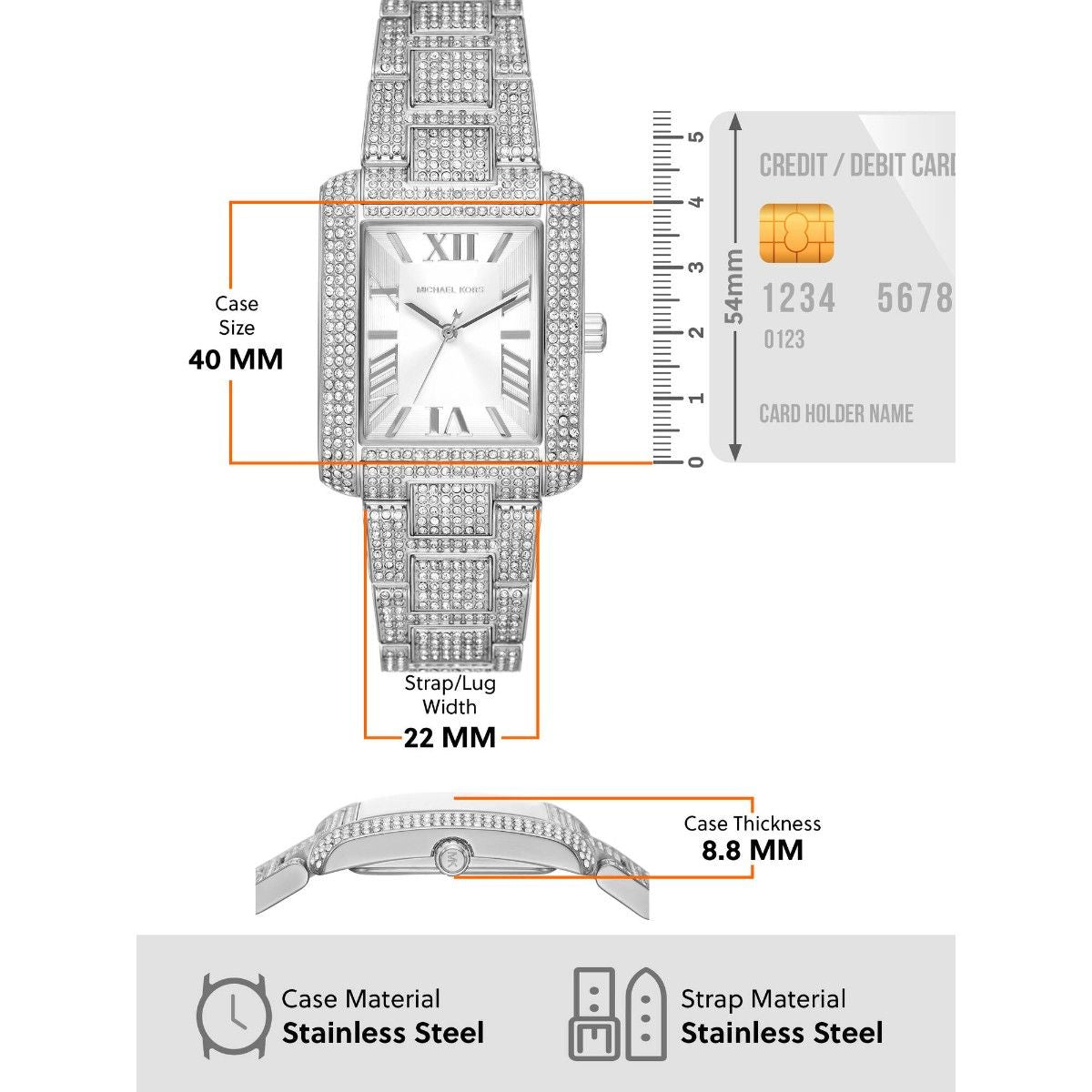  Shop Authentic Michael Kors Emery Analog Crystals Silver Dial Silver Steel Strap Watch for Women - MK4648 - Luxxuri