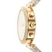  Shop Authentic Michael Kors Parker Chronograph White Dial White Leather Strap Watch For Women - MK6916 - Luxxuri