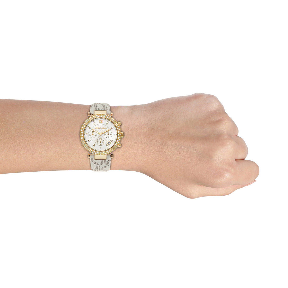  Shop Authentic Michael Kors Parker Chronograph White Dial White Leather Strap Watch For Women - MK6916 - Luxxuri