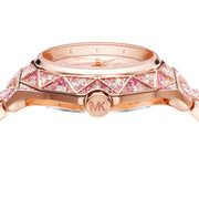  Shop Authentic Michael Kors Raquel Three-Hand Crystals Pink Dial Rose Gold Steel Strap Watch For Women - MK7343 - Luxxuri