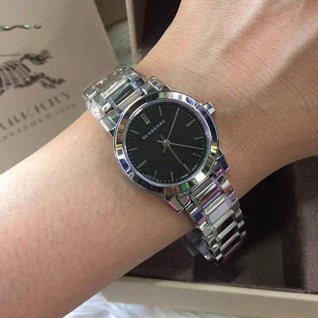  Shop Authentic Burberry The City Black Dial Silver Steel Strap Watch for Women - BU9201 - Luxxuri