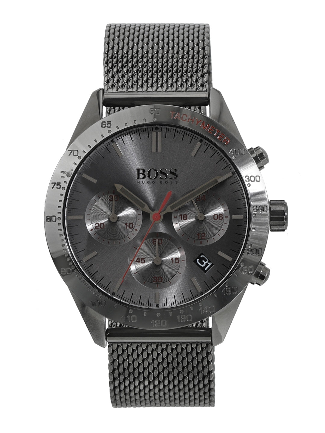  Shop Authentic Hugo Boss Talent Gunmetal Dial Grey Mesh Bracelet Watch for Men - 1513637 - Luxxuri