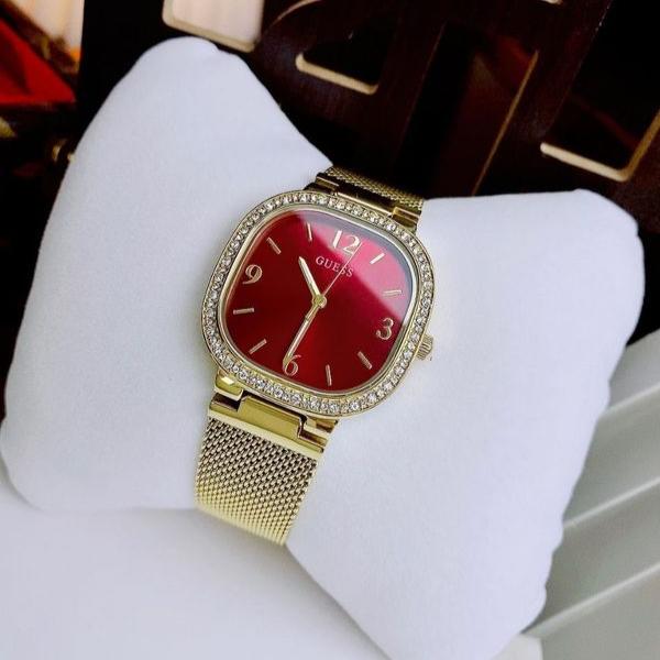  Shop Authentic Guess Quartz Red Dial Gold Mesh Strap Watch For Women - GW0354L4 - Luxxuri