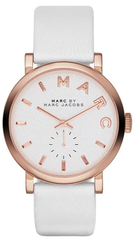  Shop Authentic Marc Jacobs Baker White Dial White Leather Strap Watch for Women - MBM1284 - Luxxuri