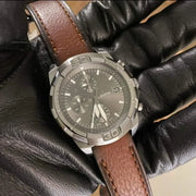  Shop Authentic Fossil Bronson Chronograph Grey Dial Brown Leather Strap Watch for Men - FS5855 - Luxxuri