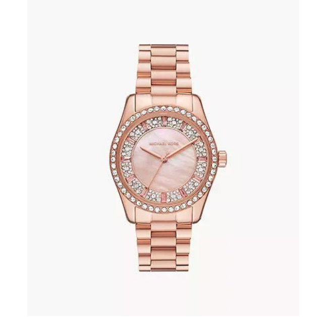  Shop Authentic Michael Kors Lexington Three Hand Mother of Pearl Pink Dial Rose Gold Steel Strap Watch For Women - MK7444 - Luxxuri