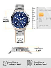  Shop Authentic Fossil Garrett Chronograph Blue Dial Silver Steel Strap Watch for Men - FS5623 - Luxxuri