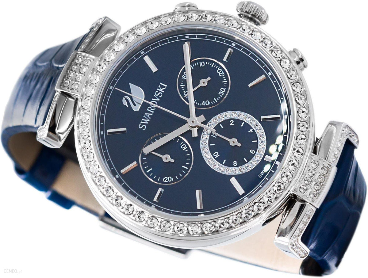  Shop Authentic Swarovski Era Journey Blue Dial Blue Leather Strap Watch for Women - 5479239 - Luxxuri