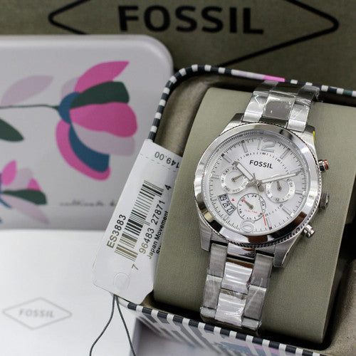  Shop Authentic Fossil Boyfriend Multifunction Silver Dial Silver Steel Strap Watch for Women - ES3883 - Luxxuri