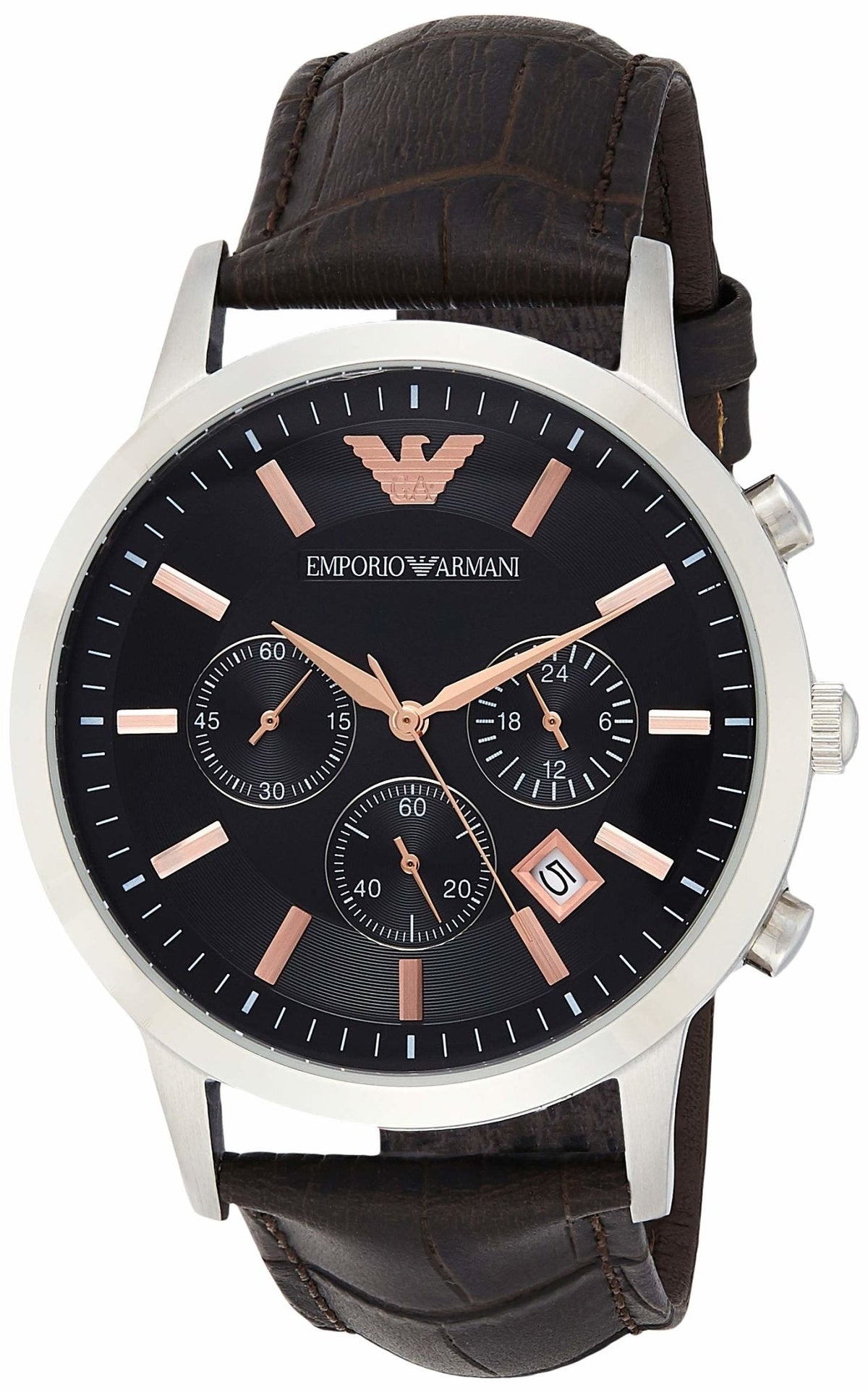  Shop Authentic Emporio Armani Renato Chronograph Grey Dial Brown Leather Strap Watch For Men - AR2513 - Luxxuri
