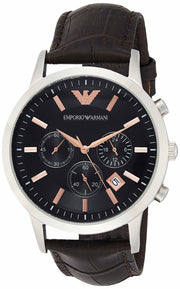  Shop Authentic Emporio Armani Renato Chronograph Grey Dial Brown Leather Strap Watch For Men - AR2513 - Luxxuri