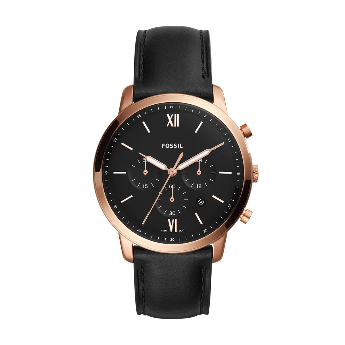  Shop Authentic Fossil Neutra Chronograph Black Dial Black Leather Strap Watch for Men - FS5381 - Luxxuri