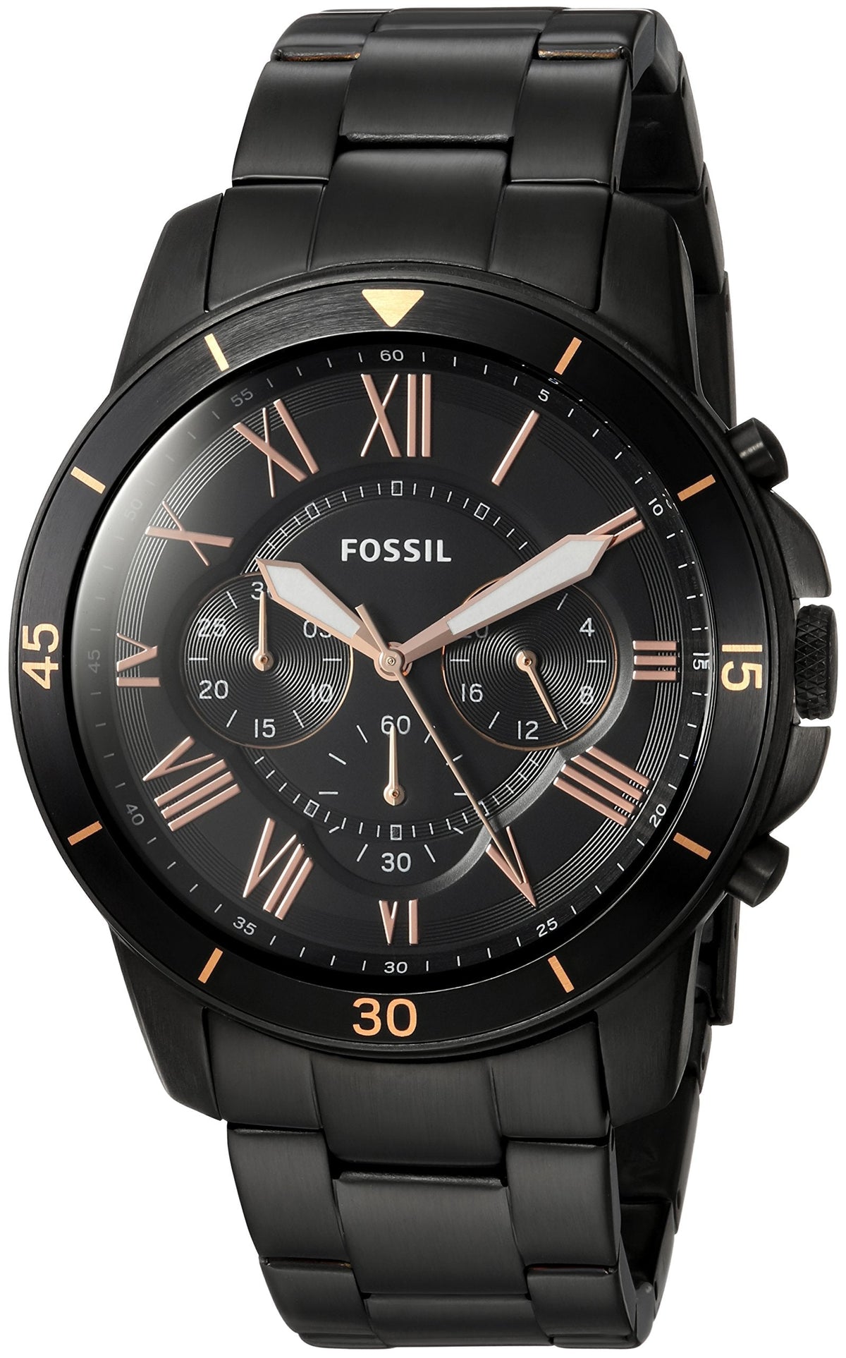  Shop Authentic Fossil Grant Sport Chronograph Black Dial Black Steel Strap Watch for Men - FS5374 - Luxxuri