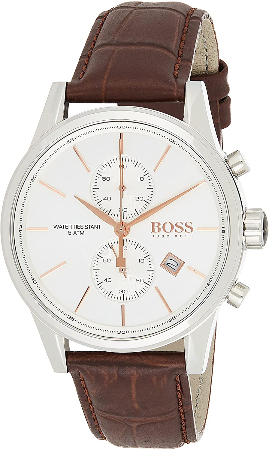  Shop Authentic Hugo Boss Jet White Dial Brown Leather Strap Watch for Men - 1513280 - Luxxuri