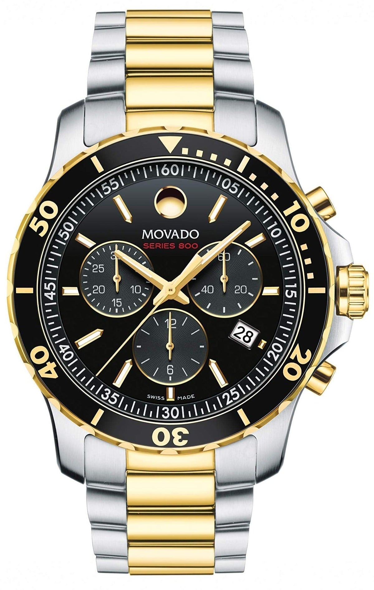  Shop Authentic Movado Series 800 Chronograph Black Dial Two Tone Steel Strap Watch For Men - 2600146 - Luxxuri
