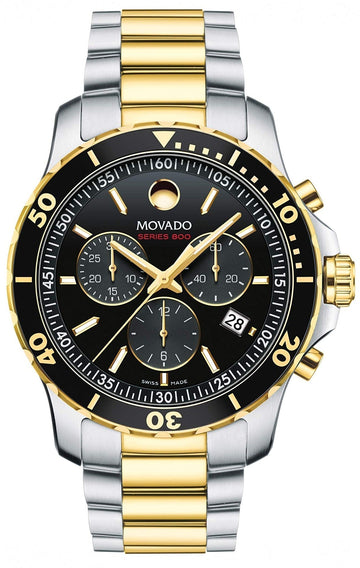  Shop Authentic Movado Series 800 Chronograph Black Dial Two Tone Steel Strap Watch For Men - 2600146 - Luxxuri