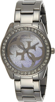  Shop Authentic Guess G Twist Diamonds Purple Dial Black Steel Strap Watch For Women - W1201L4 - Luxxuri