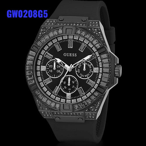 Shop Authentic Guess Zeus Multifunction Crystals Black Dial Black Silicone Strap Watch For Men - GW0208G5 - Luxxuri