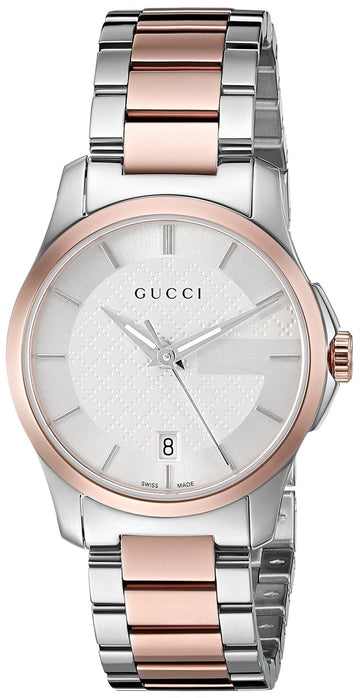  Shop Authentic Gucci G Timeless Silver Dial Two Tone Steel Strap Watch For Women - YA126528 - Luxxuri
