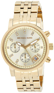  Shop Authentic Michael Kors Ritz Chronograph Gold Dial Gold Steel Strap Watch for Women - MK5676 - Luxxuri