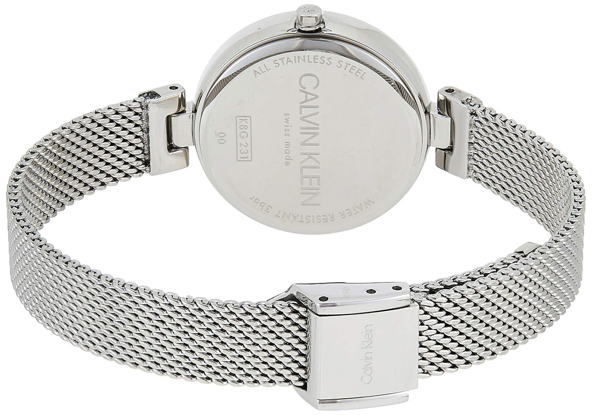  Shop Authentic Calvin Klein Authentic White Dial Silver Mesh Bracelet Watch for Women - K8G23126 - Luxxuri