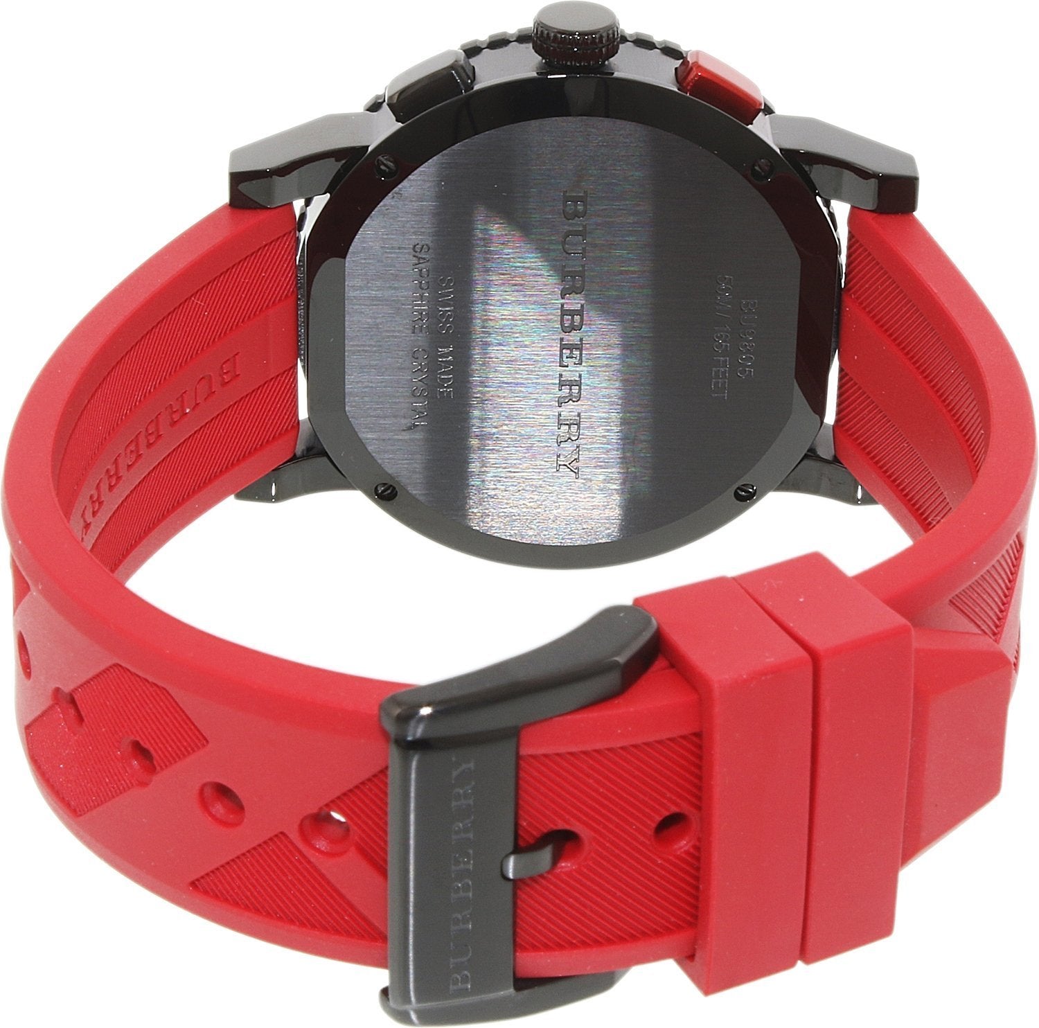  Shop Authentic Burberry The City Chronograph Black Dial Red Rubber Strap Watch For Men - BU9805 - Luxxuri