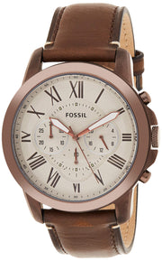  Shop Authentic Fossil Grant Chronograph White Dial Brown Leather Strap Watch for Men - FS5344 - Luxxuri