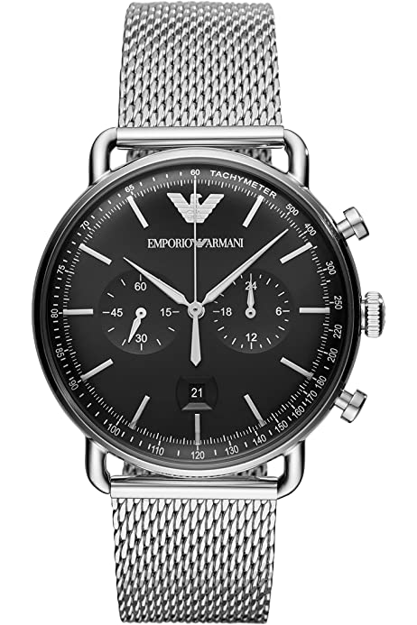  Shop Authentic Emporio Armani Luigi Black Dial Silver Mesh Bracelet Watch For Men - AR8032 - Luxxuri