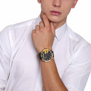  Shop Authentic Diesel Mega Chief Gold & Black Dial Black Leather Strap Watch For Men - DZ4344 - Luxxuri