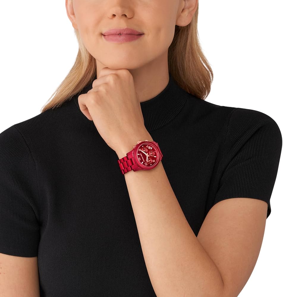  Shop Authentic Michael Kors Runway Analog Chronograph Red Dial Red Steel Strap Watch for Women - MK7436 - Luxxuri