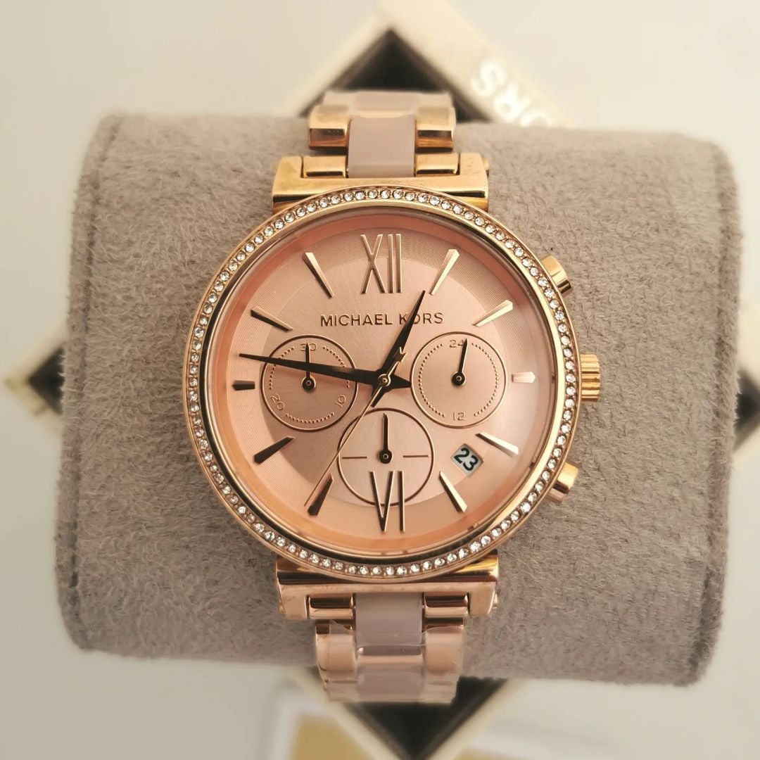  Shop Authentic Michael Kors Sofie Chronograph Rose Gold Dial Rose Gold Steel Strap Watch For Women - MK6560 - Luxxuri