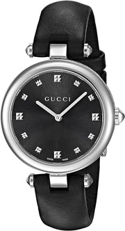  Shop Authentic Gucci Diamantissima Diamonds Black Dial Black Leather Strap Watch For Women - YA141403 - Luxxuri