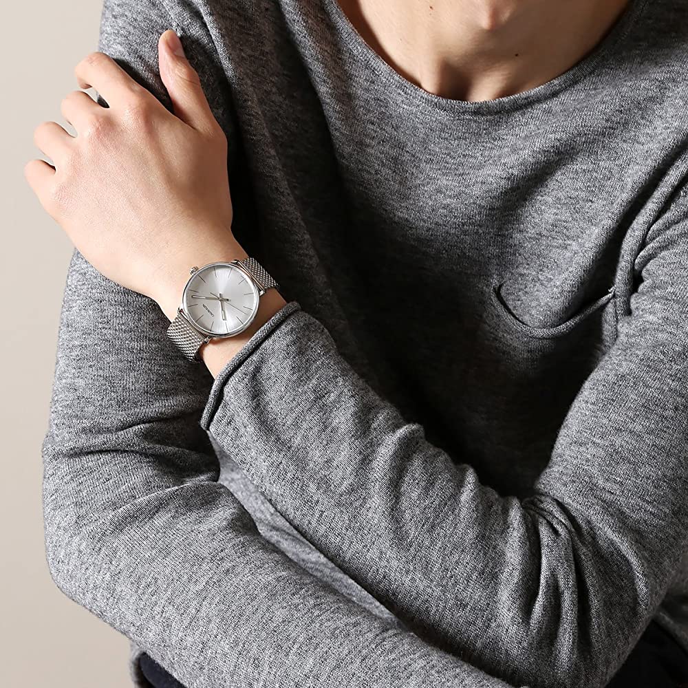  Shop Authentic Calvin Klein White Dial Silver Mesh Bracelet Watch for Women - K8M21126 - Luxxuri