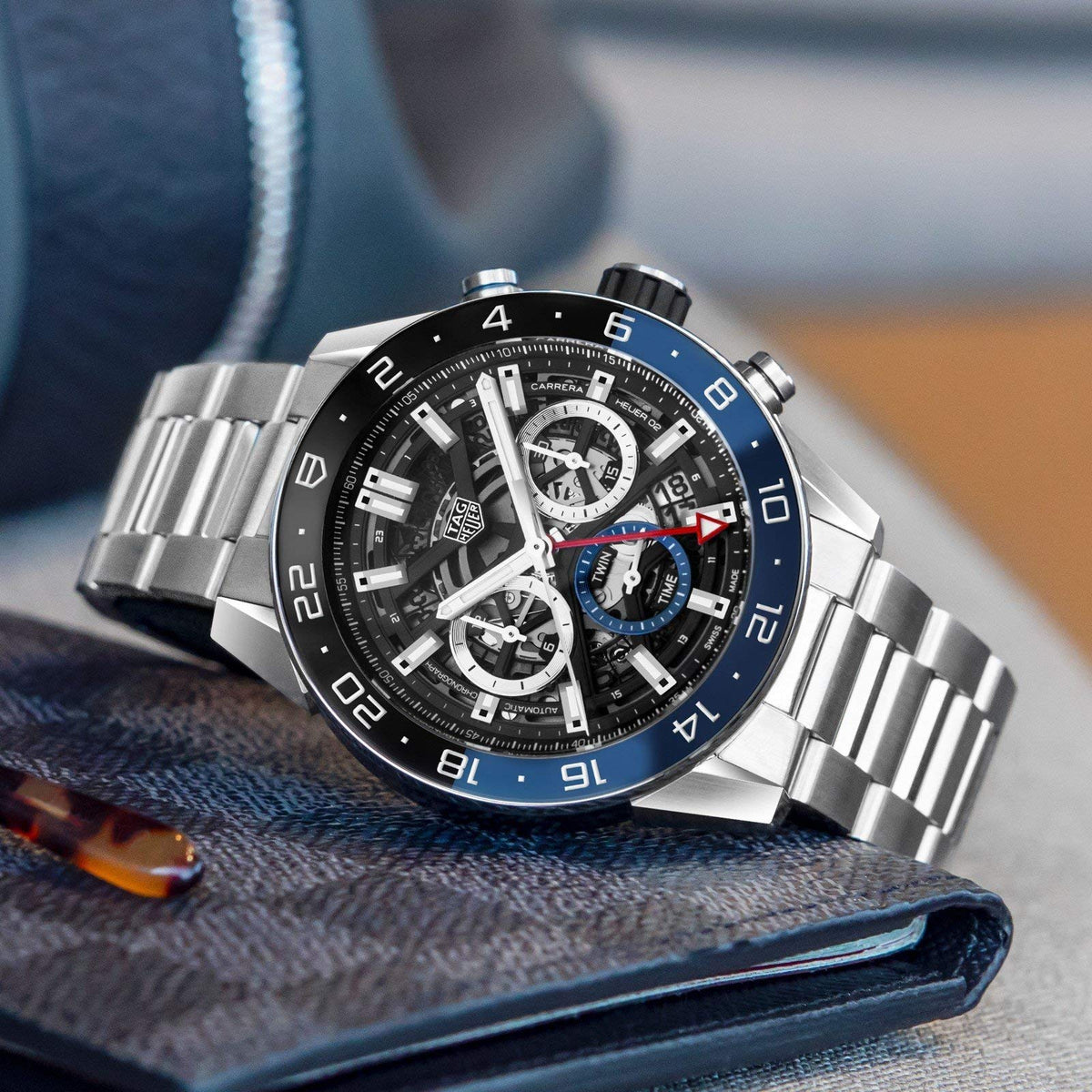  Shop Authentic Tag Heuer Carrera Chronograph Blue Dial Silver Steel Strap Watch for Men - CBG2A1Z.BA0658 - Luxxuri
