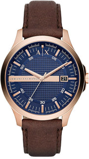  Shop Authentic Armani Exchange Hampton Chronograph Blue Dial Brown Leather Strap Watch For Men - AX2172 - Luxxuri