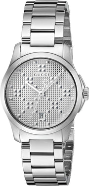  Shop Authentic Gucci G Timeless Quartz Silver Dial Silver Steel Strap Watch For Women - YA126551 - Luxxuri