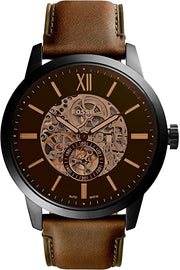  Shop Authentic Fossil Townsman Automatic Skeleton Black Dial Brown Leather Strap Watch for Men - ME3181 - Luxxuri
