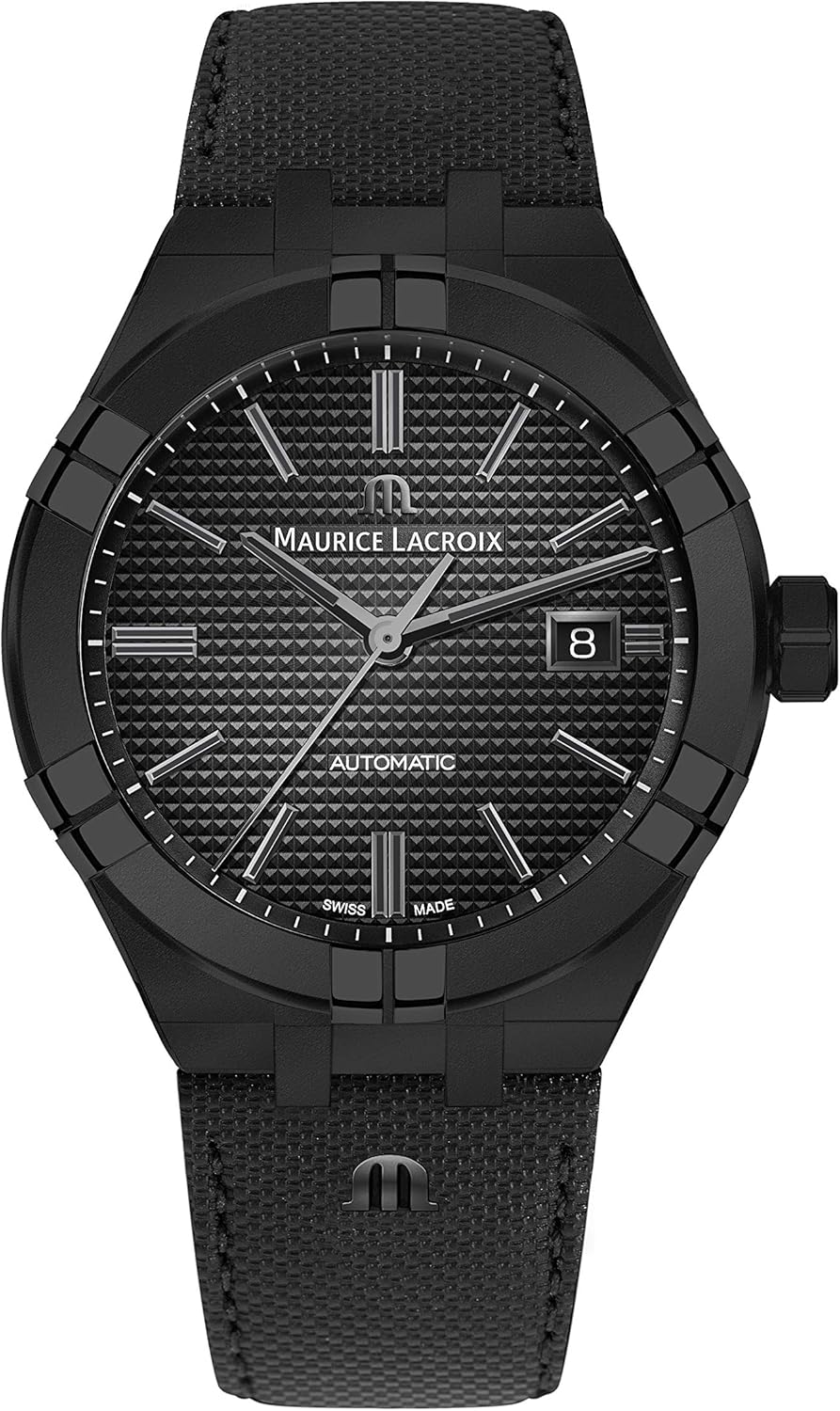  Shop Authentic Maurice Lacroix Automatic Date Black Dial Black Leather Strap Watch For Men - AI6008-PVB01-330-1 - Luxxuri