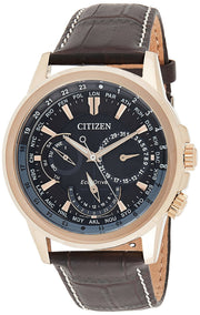  Shop Authentic Citizen Eco Drive Calendrier Black Dial Brown Leather StrapWatch For Men - BU2023-12E - Luxxuri