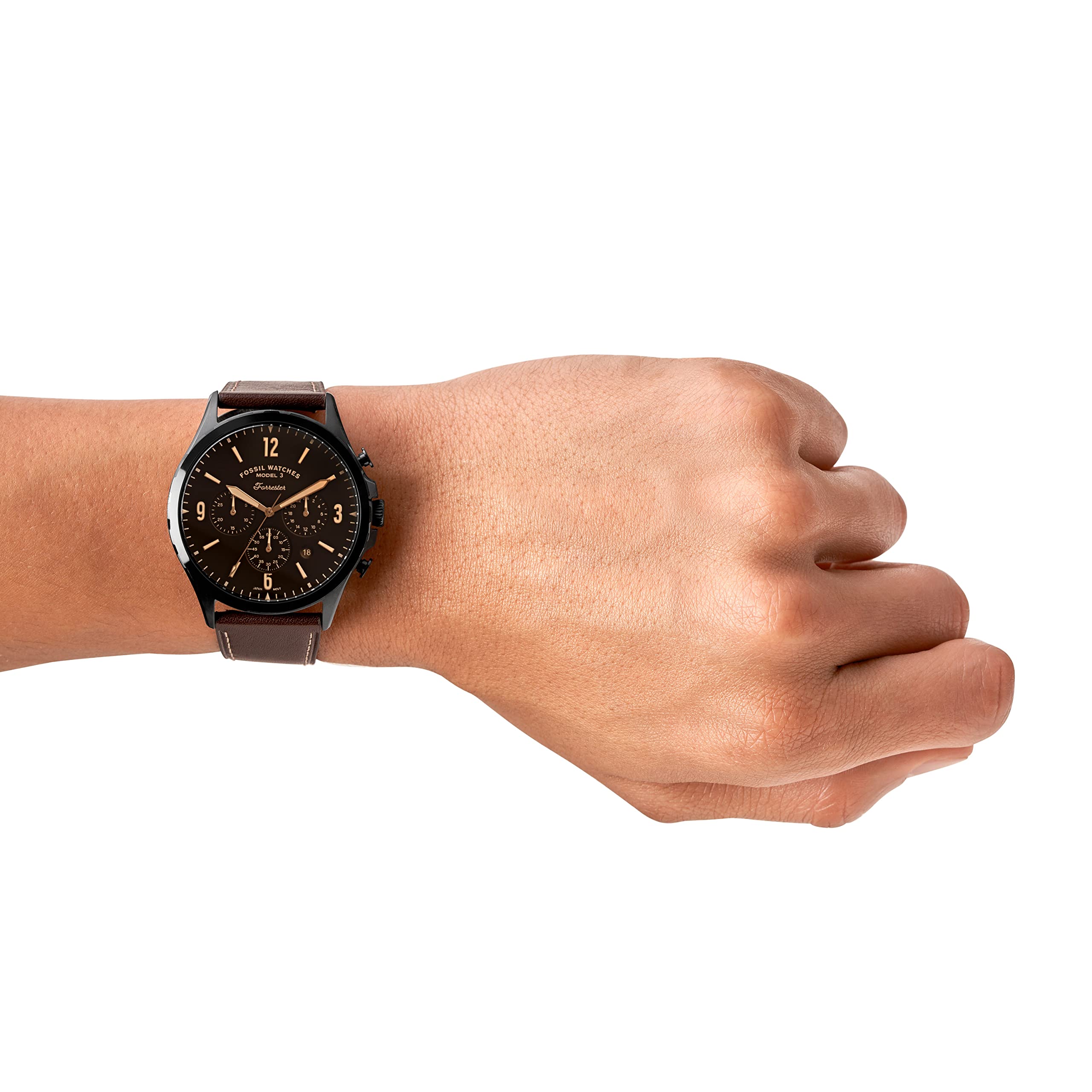  Shop Authentic Fossil Forrester Chronograph Black Dial Brown Leather Strap Watch for Men - FS5608 - Luxxuri