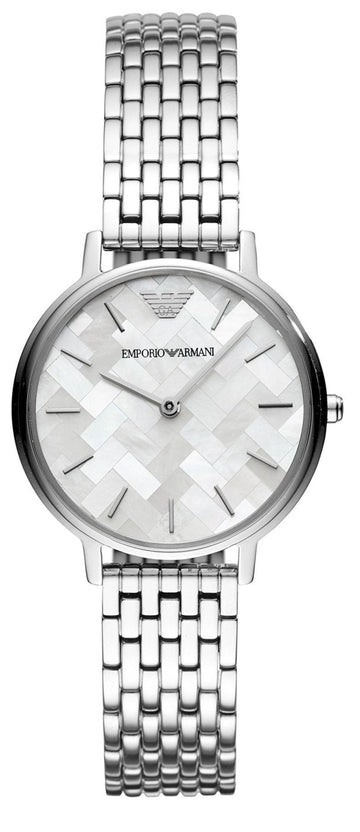  Shop Authentic Emporio Armani Mother of Pearl Dial Silver Steel Strap Watch For Women - AR11112 - Luxxuri