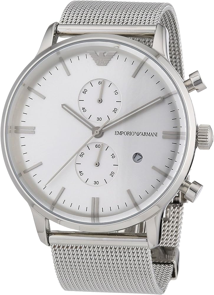  Shop Authentic Emporio Armani Classic Chronograph Quartz Silver Dial Silver Mesh Bracelet Watch For Men - AR0390 - Luxxuri