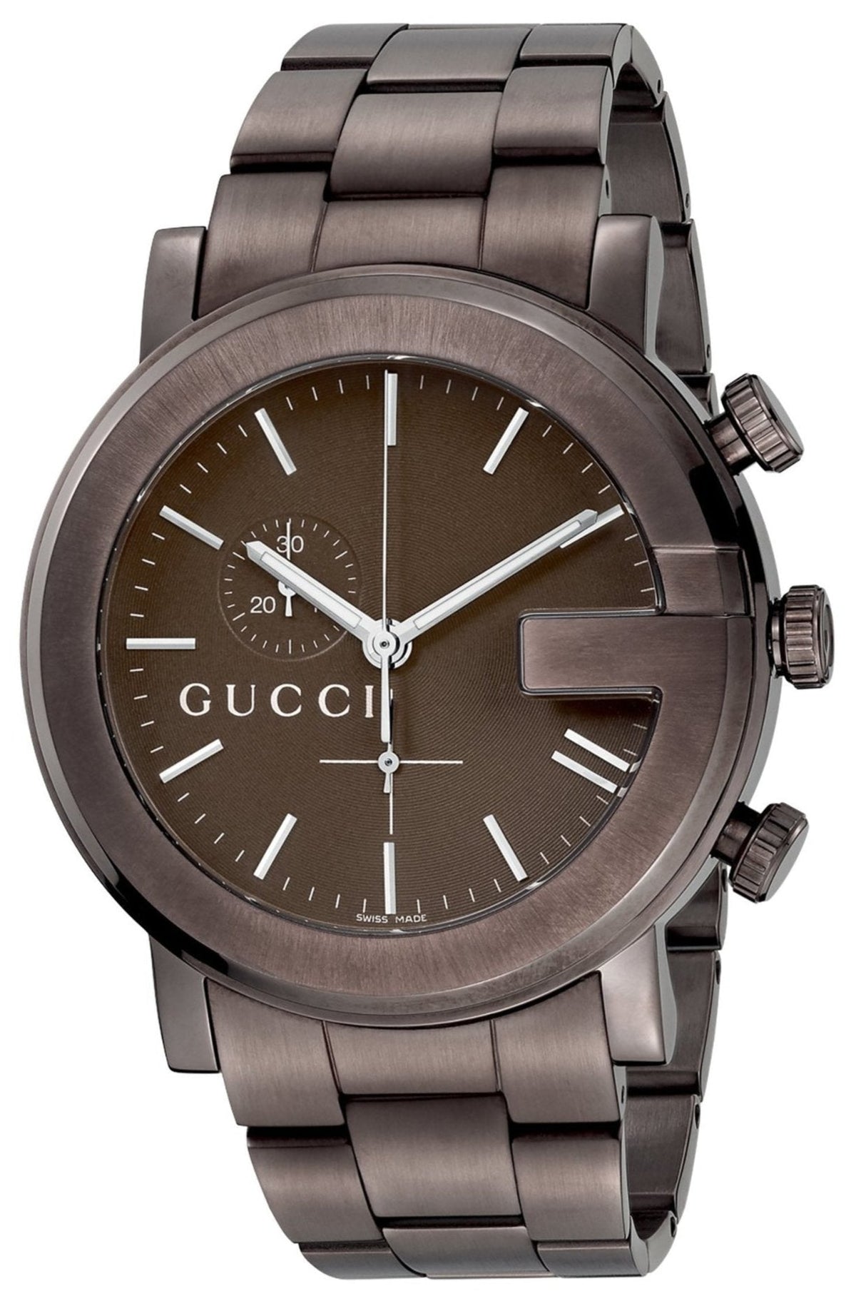  Shop Authentic Gucci G Chrono Brown Dial Brown Steel Strap Watch For Men - YA101341 - Luxxuri