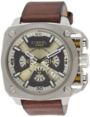  Shop Authentic Diesel BAMF Chronograph Beige Dial Brown Leather Strap Watch For Men - DZ7343 - Luxxuri