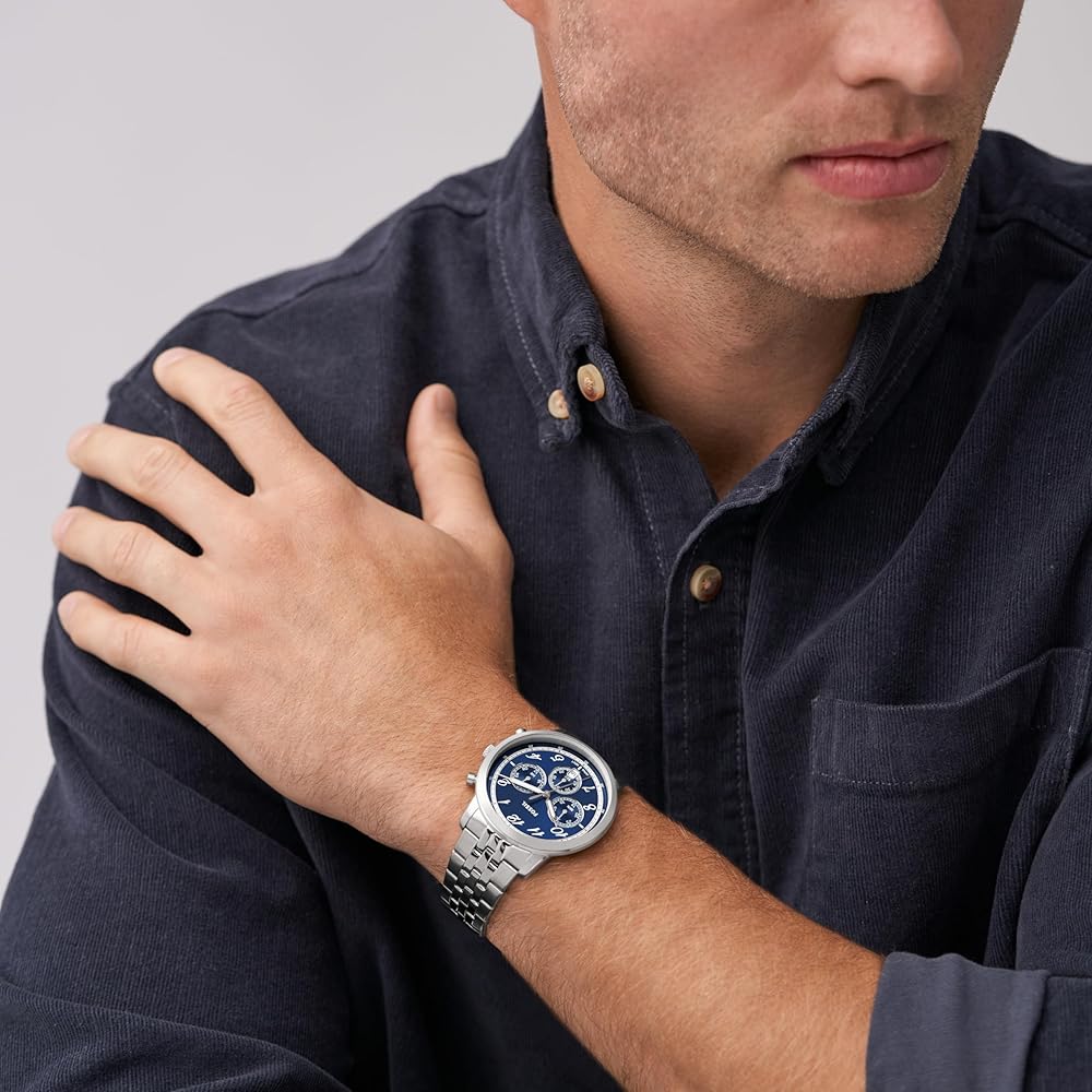  Shop Authentic Fossil Neutra Chronograph Blue Dial Silver Steel Strap Watch for Men - FS6025 - Luxxuri