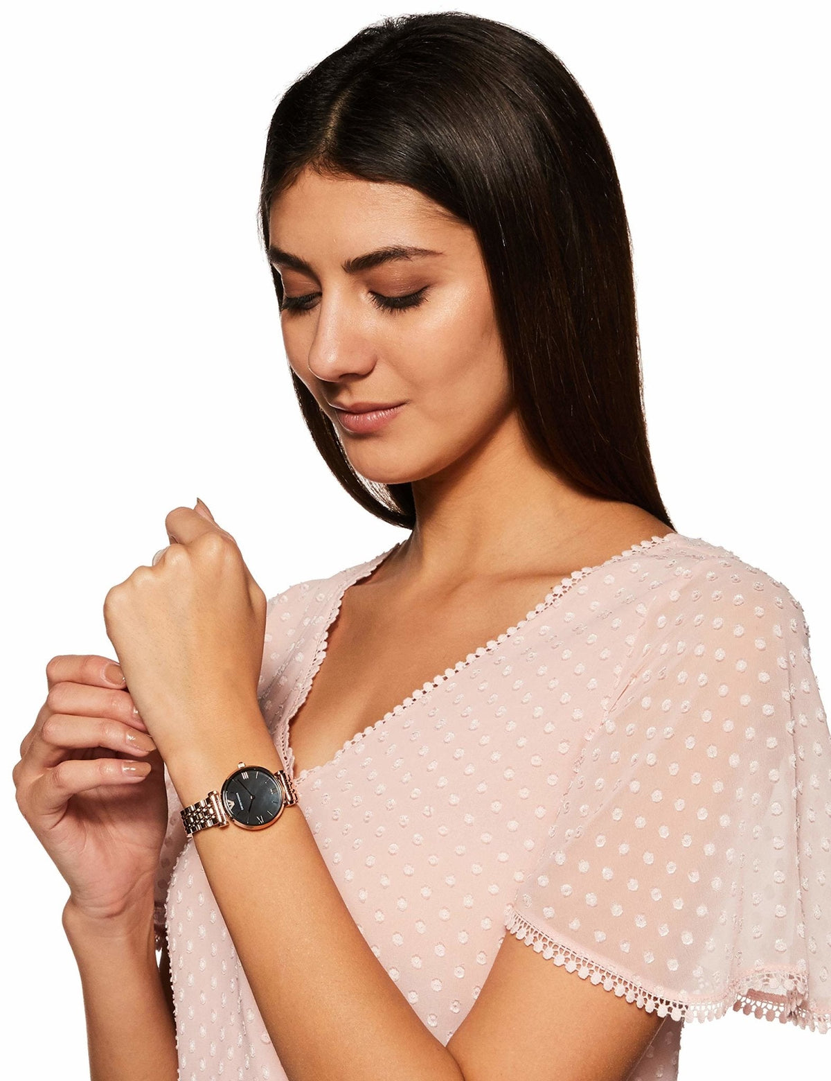  Shop Authentic Emporio Armani Gianni T-Bar Black Dial Rose Gold Strap Watch For Women - AR11145 - Luxxuri