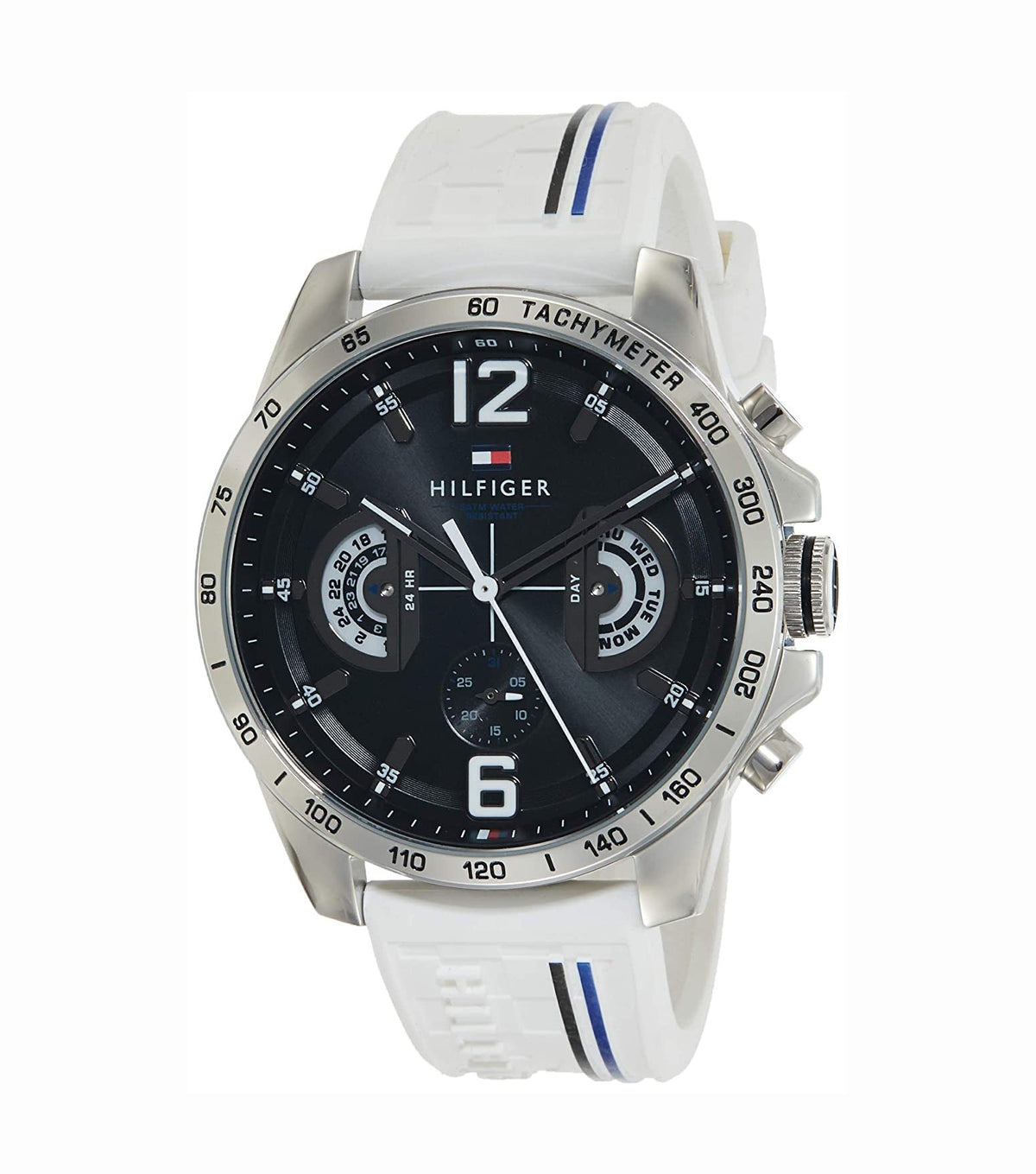  Shop Authentic Tommy Hilfiger Multifunction Black Dial White Rubber Strap Watch for Men - 1791475 - Luxxuri