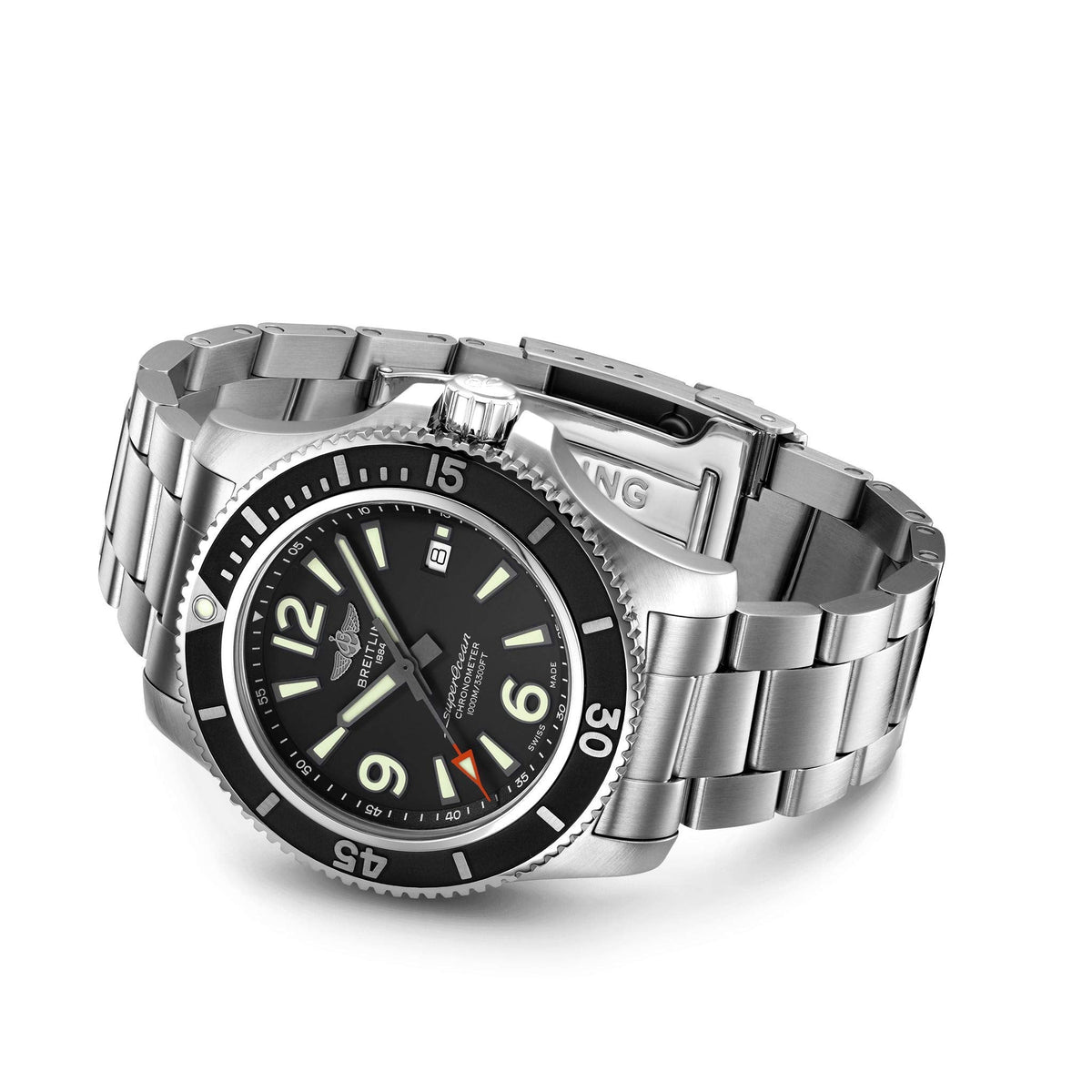  Shop Authentic Breitling Superocean Automatic 44mm Black Dial Silver Steel Strap Watch for Men - A17367D71B1A1 - Luxxuri