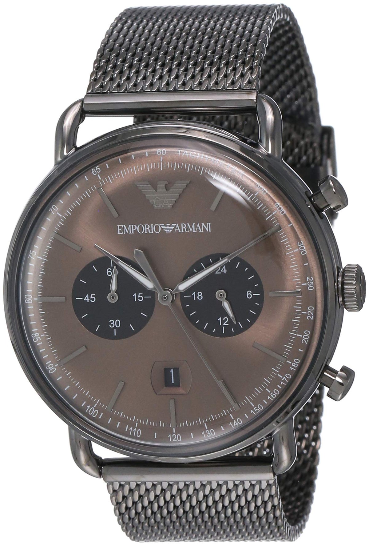  Shop Authentic Emporio Armani Aviator Brown Dial Grey Mesh Bracelet Watch For Men - AR11141 - Luxxuri